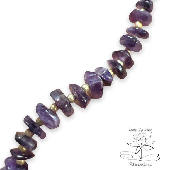 Vintage Hand Made Natural Polished Amethyst Gem Stones 16" Necklace - Picture 3 of 9